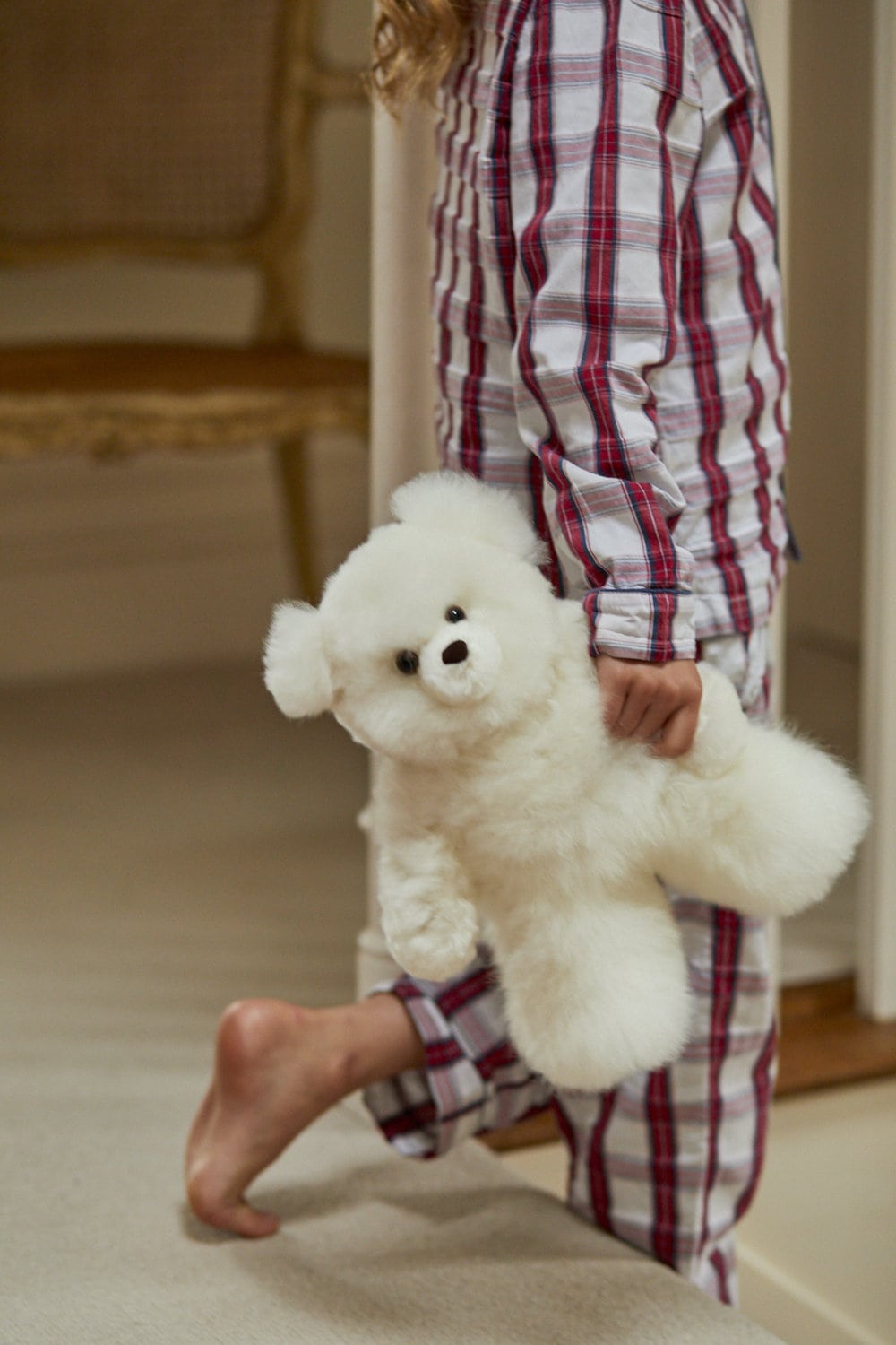 Super Luxe Corinne Alpaca Fur Teddy Bear in White image 2