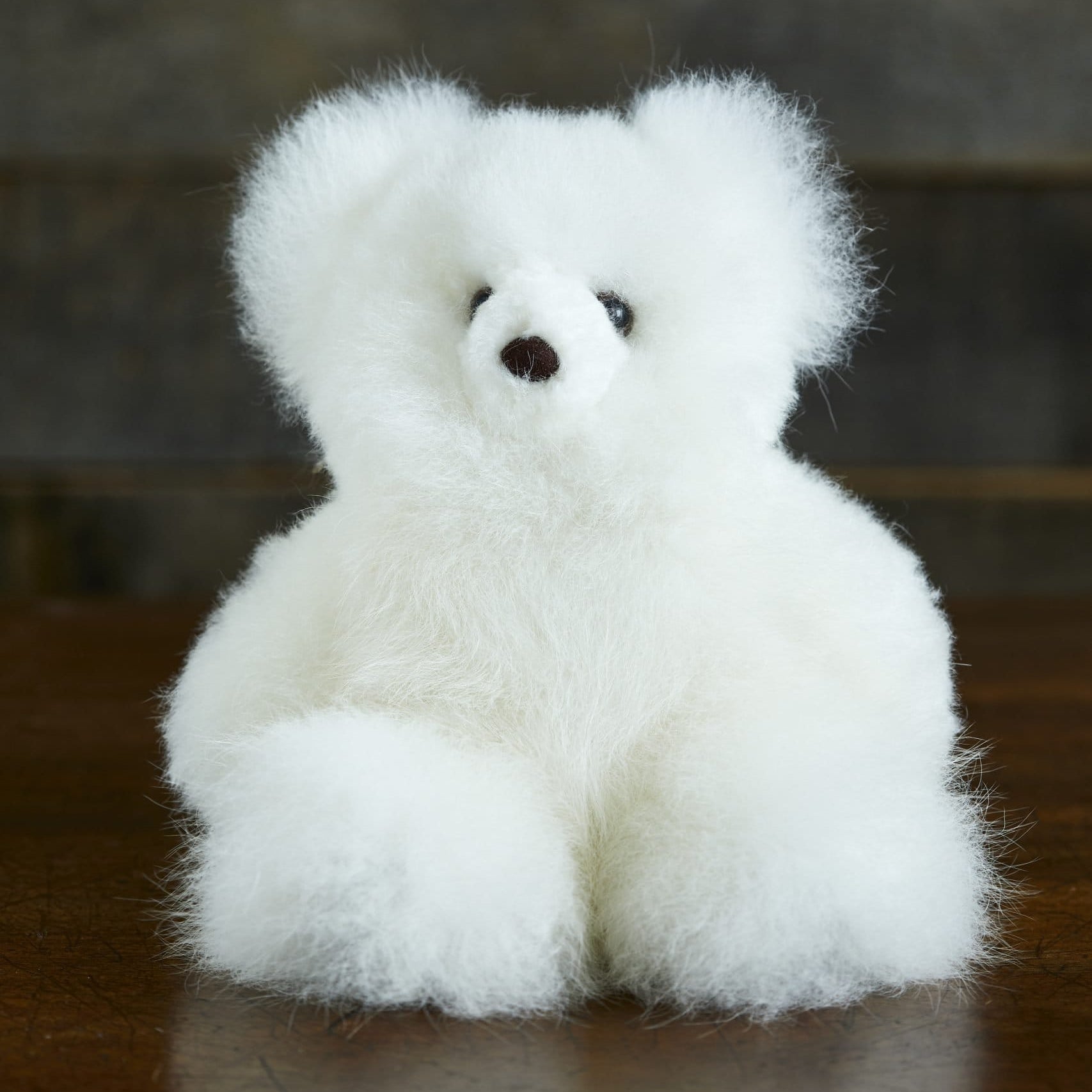 Mini Louis Alpaca Fur Teddy Bear in White