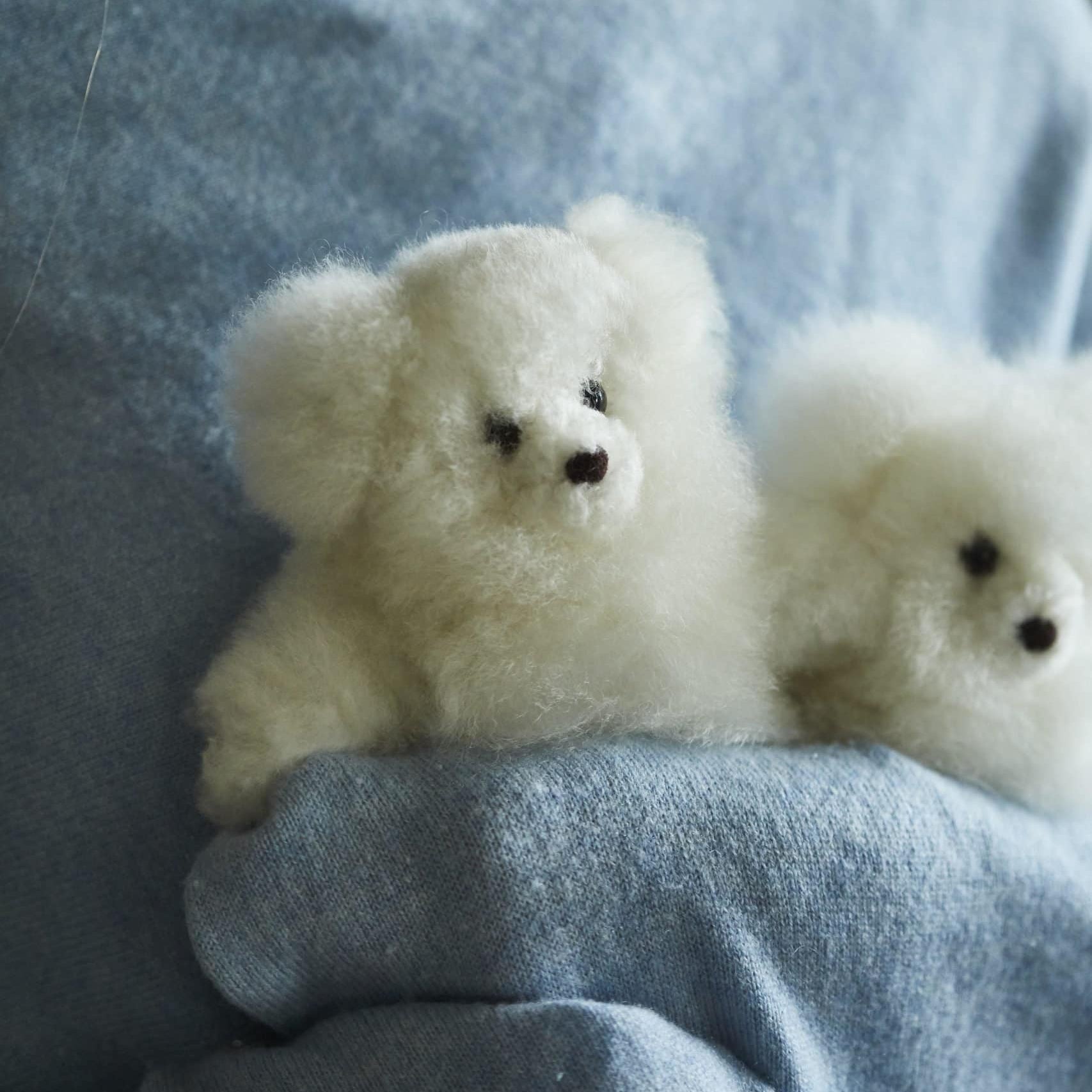 Mini Louis Alpaca Fur Teddy Bear in White