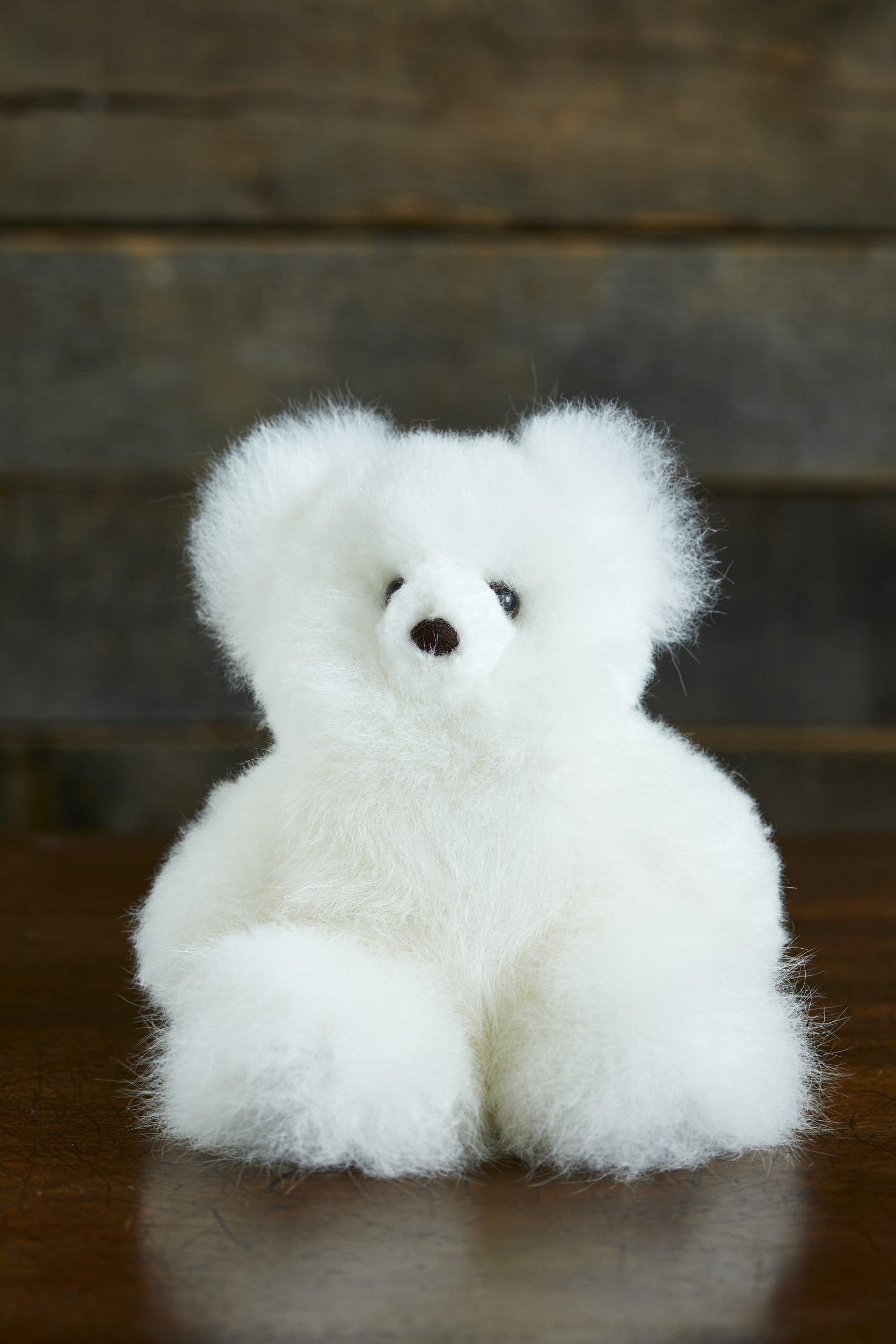 Mini Louis Alpaca Fur Teddy Bear in White image 1