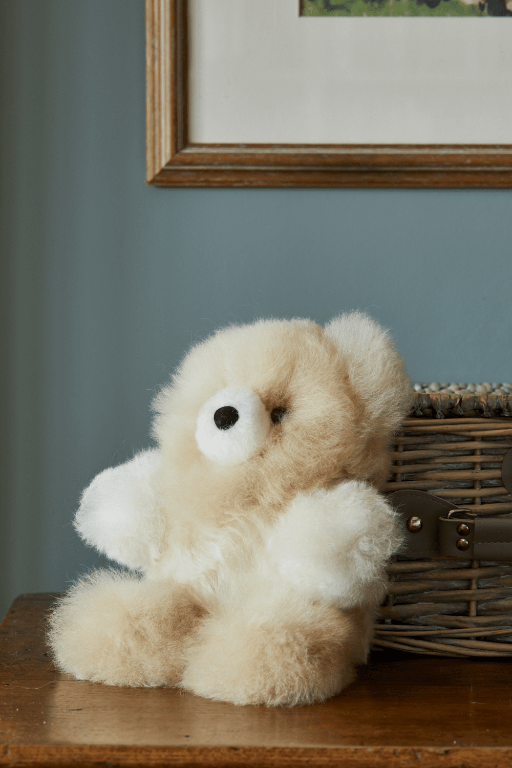 Classic Charles Alpaca Fur Teddy Bear, Marbled