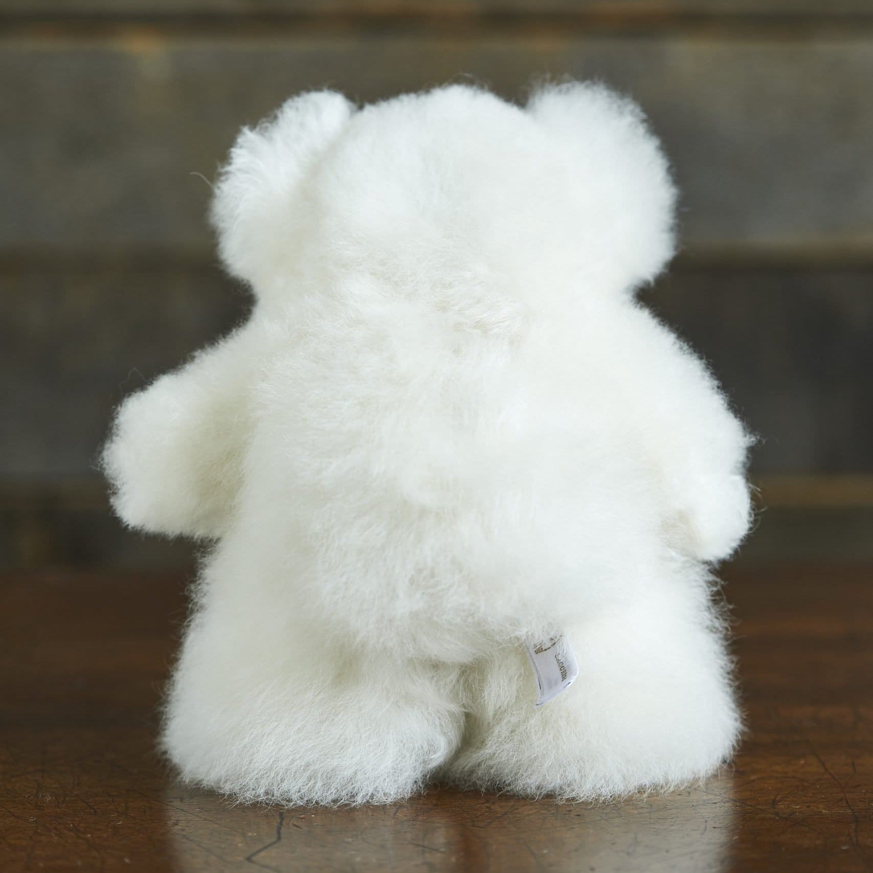 Mini Louis Alpaca Fur Teddy Bear in White image 2