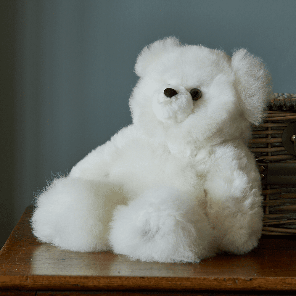 Super Luxe Corinne Alpaca Fur Teddy Bear in White image 0